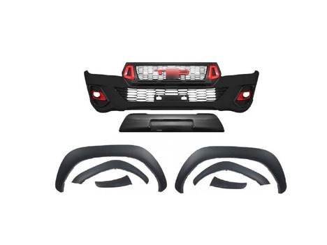 HILUX REVO 2016+ IÇIN UYUMLU ROCCO TRD BODY KIT (PANJUR-TAMPON-DODIK SETI) - TOHRTRD-BK